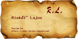 Riskó Lajos névjegykártya